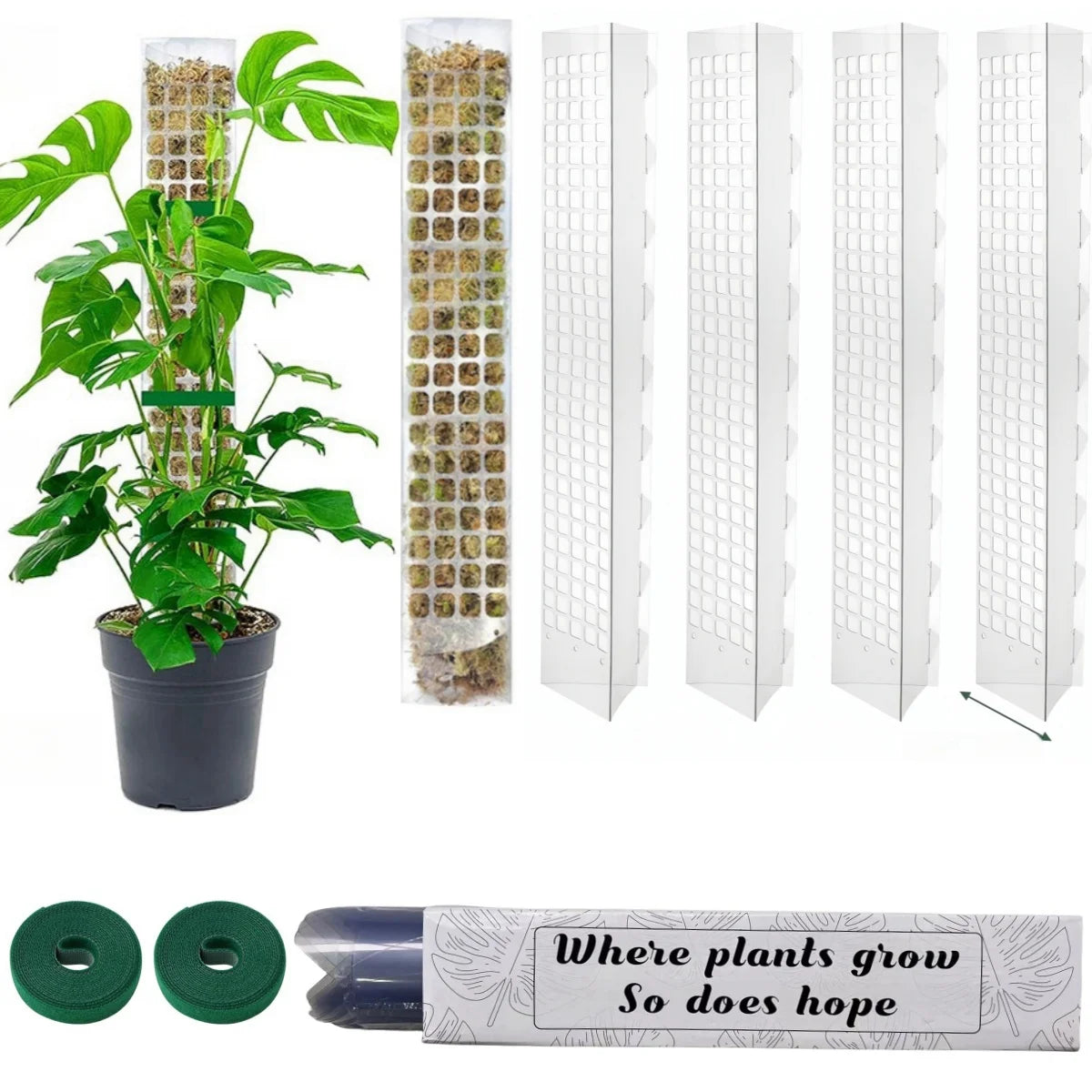 24/36/48Inch Climbing Plant Water Moss Column Indoor Plastic Moss Pole for Sphagnum Support Potted Plants Sticks Growth Garden