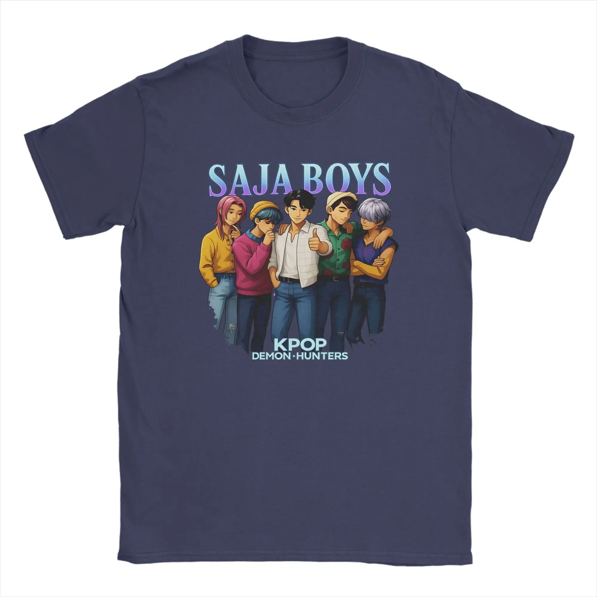Casual T Shirt Beach Saja Boys Kpop Demon Hunters Anime Style Hippie T Shirts Cotton Tee Shirt for Men Retro Short Sleeve Tees