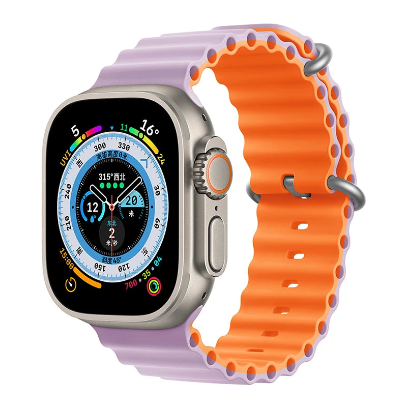Ocean Strap for Apple Watch Ultra 2 Band 49mm 44mm 40mm 45mm 41mm 42mm 46mm 38mm Silicone Bracelet iWatch Series 10 9 SE 8 7 6 5