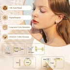 Florideco 4Pairs Dainty Earrings for Women Stud Hoops Surgical Steel Flat Back Studs Stacks Cartilage Set for Multiple Piercings
