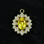 Elegant 4ct Oval Yellow Lab Sapphire Pendant Necklace with Sparkling CZ Accents Gold Tone Chain for Women Fine Jewelry Gift