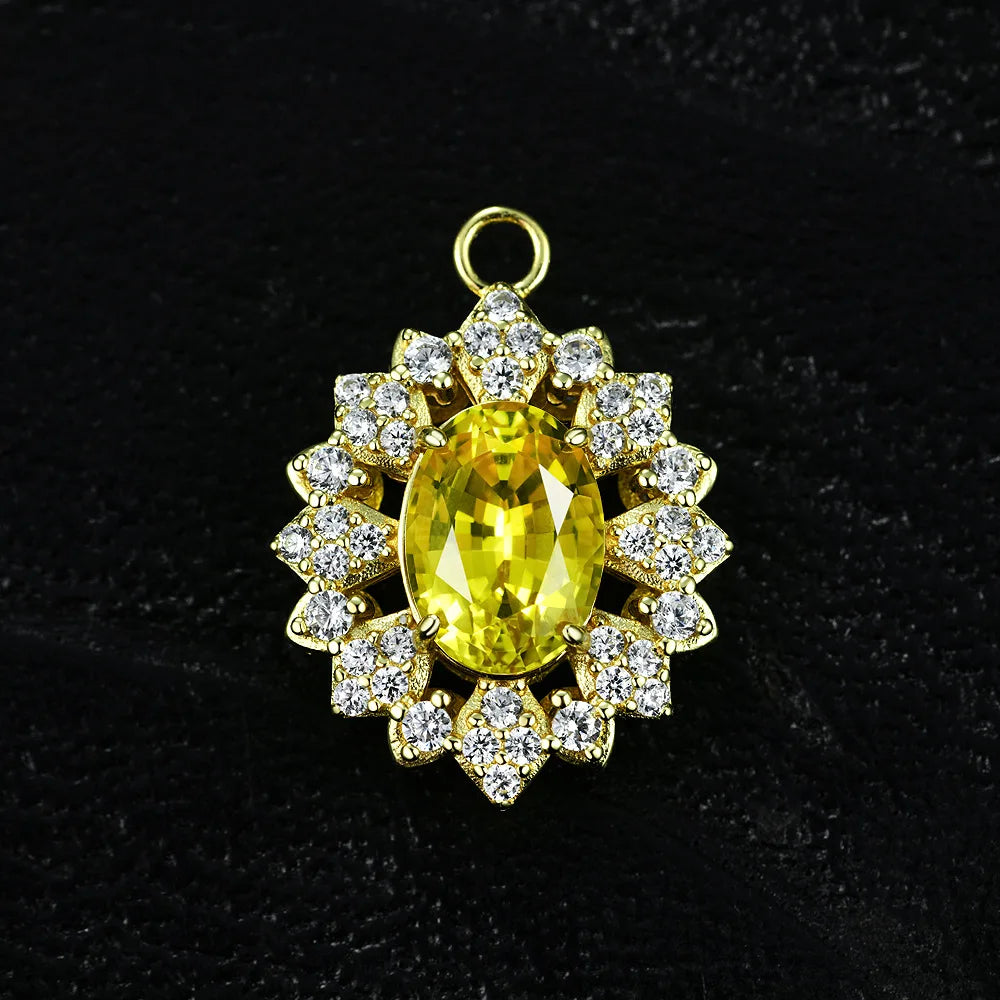 Elegant 4ct Oval Yellow Lab Sapphire Pendant Necklace with Sparkling CZ Accents Gold Tone Chain for Women Fine Jewelry Gift