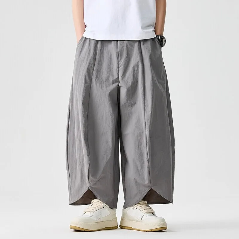 2025 Summer Wide Leg Pants Men sales Casual Pants Japanese Styles Samurai Costume Harun Pants Men Lantern Trousers Sweatpants