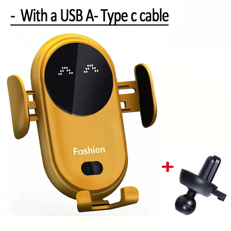 Fast Automatic Clamping Infrared Induction Car Wireless Charger Stand for iPhone 16 15 14 13 Pro Max Samsung Galaxy S25 S24 Plus