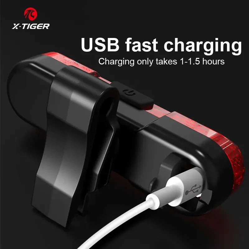 X-TIGER Bicycle Rear Light Waterproof MTB Bicycle Light USB Charge LED Bicycle Taillight Flash Tail Safety Bike Warning Light