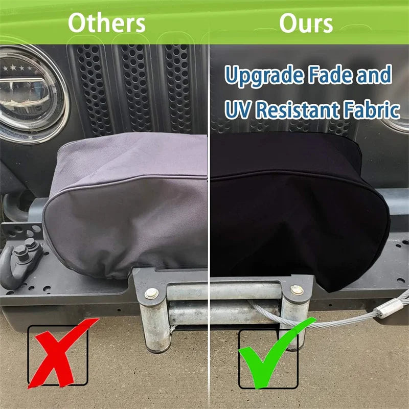 1PC Durable 600D Soft Waterproof Winch Dust Cover Driver Recovery 8,000 -17,500 Lbs Black Car Accessories