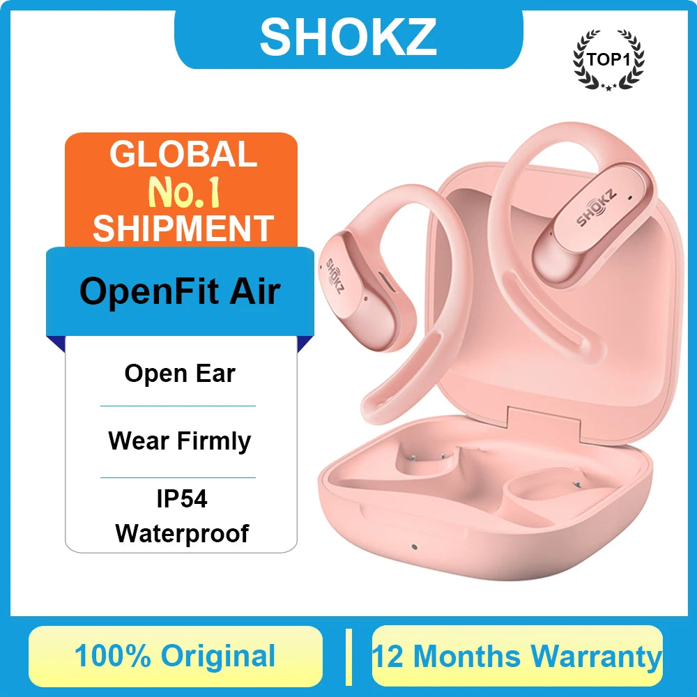 Hot Sale SHOKZ OpenFit Air Wireless Bluetooth Earphone Open Ear IP54 Waterproof Earhooks Sports Earbuds Support APP