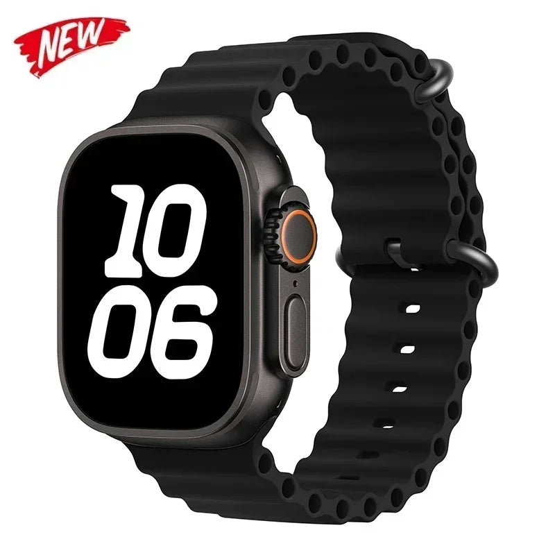 Ocean Strap for Apple Watch Ultra 2 Band 49mm 44mm 40mm 45mm 41mm 42mm 46mm 38mm Silicone Bracelet iWatch Series 10 9 SE 8 7 6 5