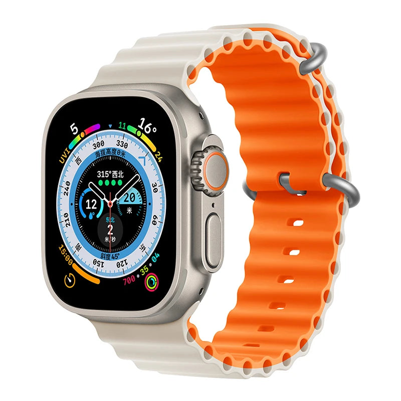 Ocean Strap for Apple Watch Ultra 2 Band 49mm 44mm 40mm 45mm 41mm 42mm 46mm 38mm Silicone Bracelet iWatch Series 10 9 SE 8 7 6 5