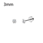 1-6 Pairs 18G Stainless Steel Small Tiny Cubic Zirconia Ball Screw Back Cartilage Helix Piercing Stud Earrings for Women Men