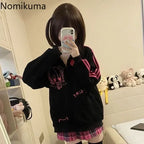 2025 Ropa Mujer Stand Neck Sweatshirts Women Clothing Long Sleeve Casual Anime Print Tops Fashion Japanese Oversized Y2k Hoodies