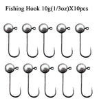 10pcs/lot Jig Head Fishing Hook 1g 2g 3.5g 5g 7g 10g Round Ball Jig Head Fishhook Soft Worm Fishing Accessories
