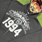 Retro letter hooded sweatshirt jacket for women spring and autumn 2024 new American casual loose fashion retro long-sleeved top