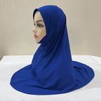 H302 Teenage girls Plain muslim hijab with chin part top quality amira pull on islamic scarf hot sell headscarf ramadan pray hat