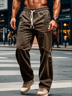 High Quality Striped Corduroy Men's Casual Pants Autumn Winter Loose Fashion Cargo Straight Pants Fitness Sports Hip Hop Pants