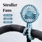 Portable Stroller Fan with Mini Night Light Handheld & Foldable Oscillating Design for Desktop Home Outdoor & Baby Stroller use