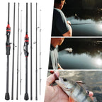 Sougayilang Casting Spinning Fishing Rod 2.1m UltraLight Carbon Fiber Rod Pole 4 Section with EVA Handle 0.8-5g Lure Weight