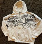 Retro letter hooded sweatshirt jacket for women spring and autumn 2024 new American casual loose fashion retro long-sleeved top