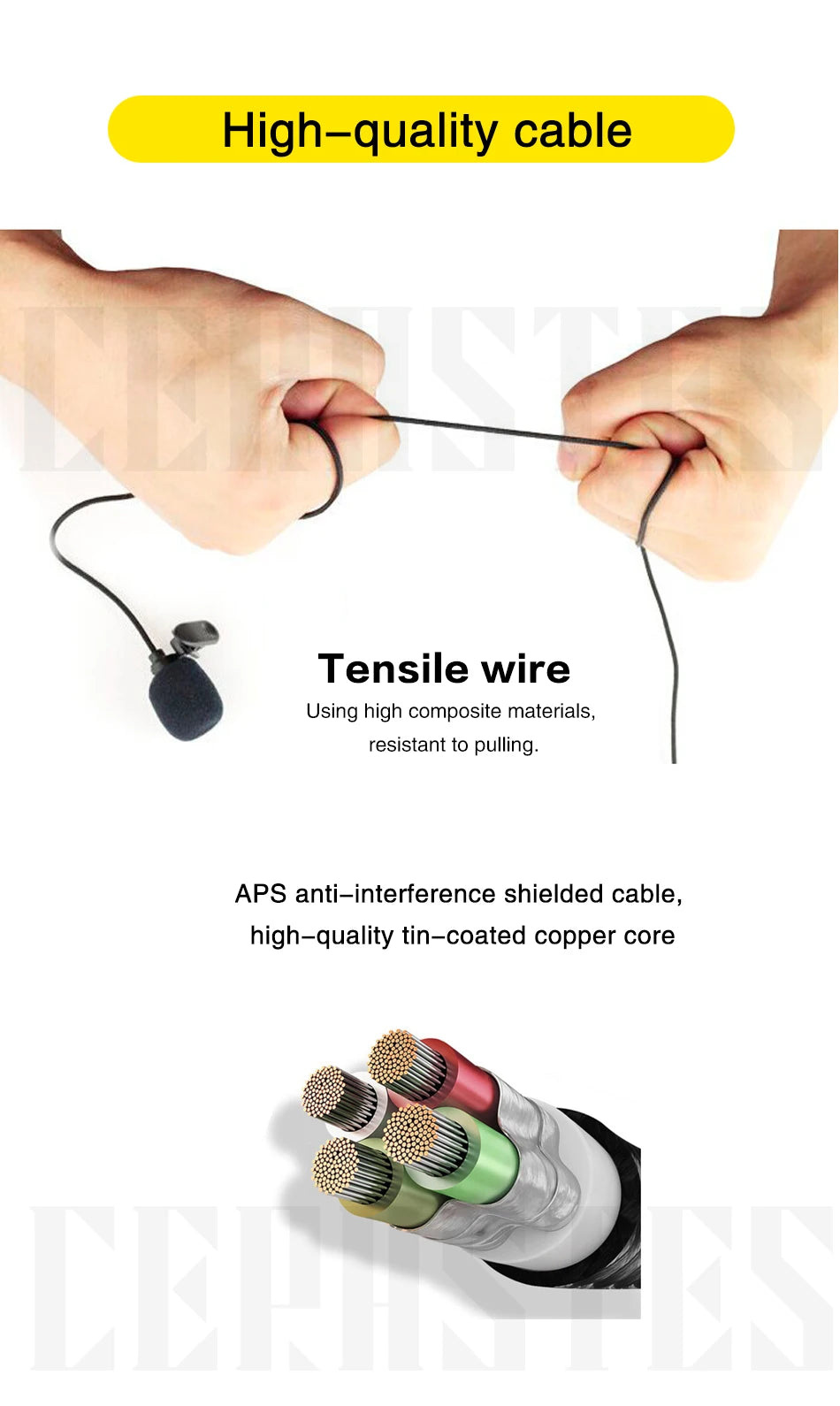 High Fidelity External Microphone Sport Camera Action Camera type-c Micro USB Connector Cable Length 1.5M