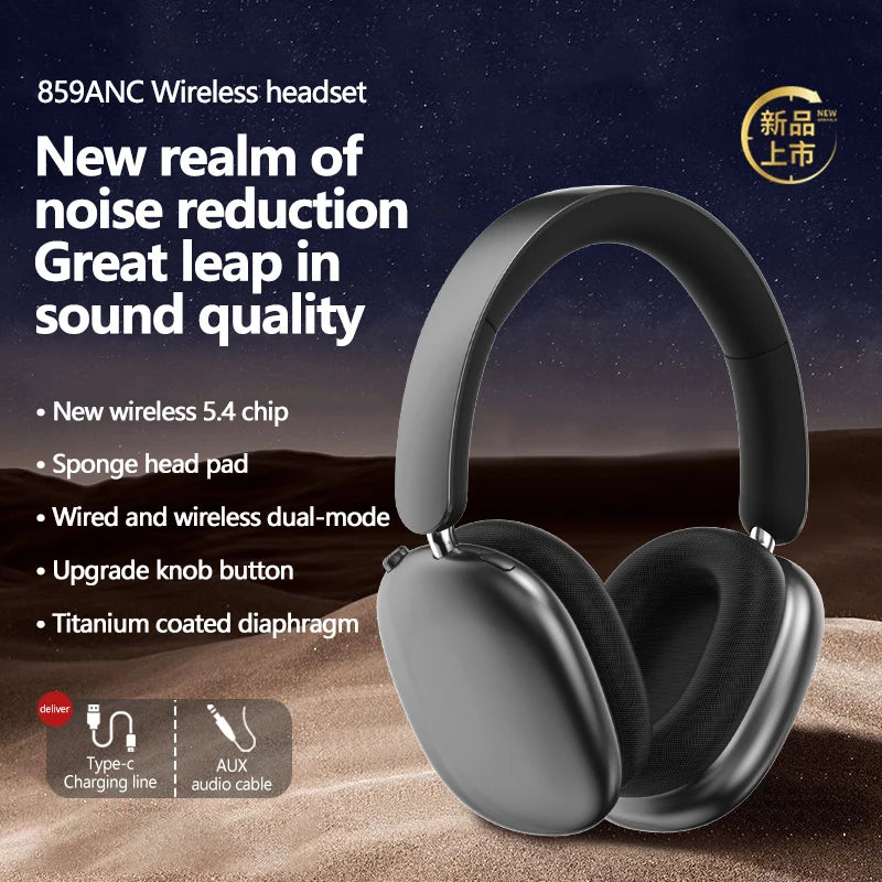 New Bluetooth 5.3 Ultra Long Endurance Head mounted Wireless Bluetooth Earphones ANC Deep Noise Reduction Rotary Button