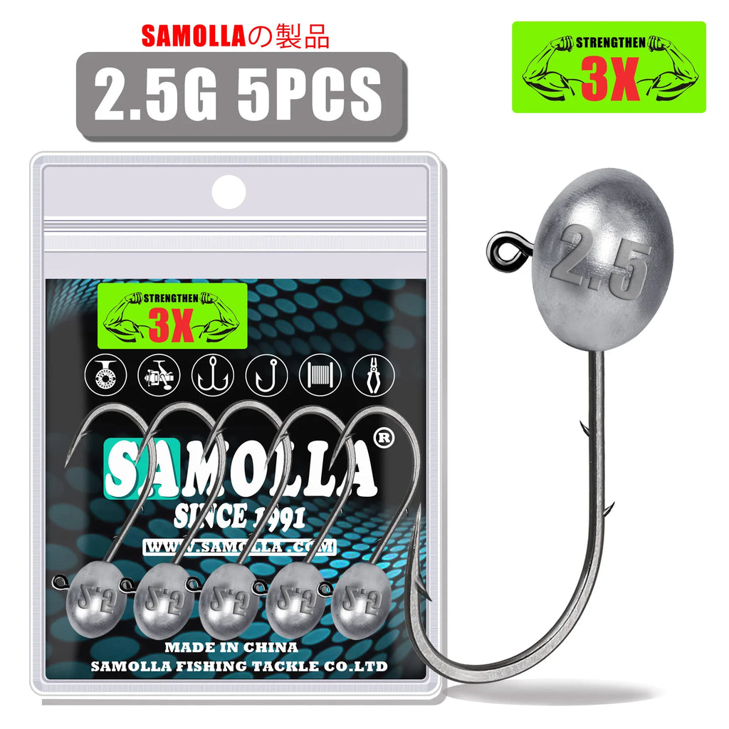 Jig Head Hook 3X Rockfish Ajing Fishing Hooks For Soft Worm Lure Bass Fish Pesca Goods 0.8-7g 5pcs/Bag Pike Trout Accessories