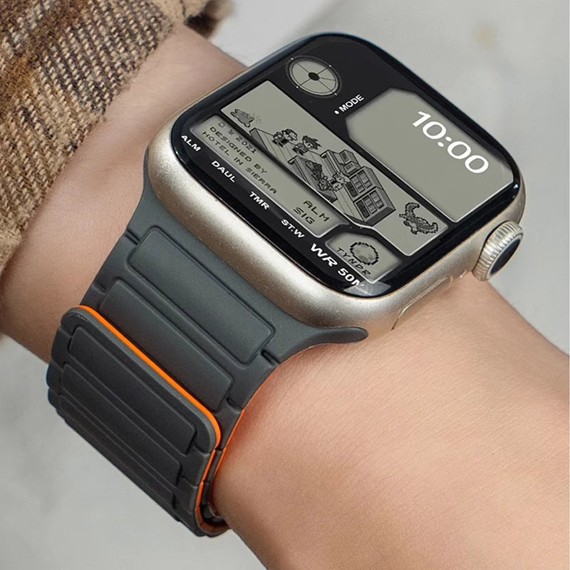 Magnetic Loop strap for Apple watch S10 46mm 42mm 40mm 41mm 45mm 44mm 49mm Silicone Strap for lWatch Series Ultra 2 9 8 7 6 5 4