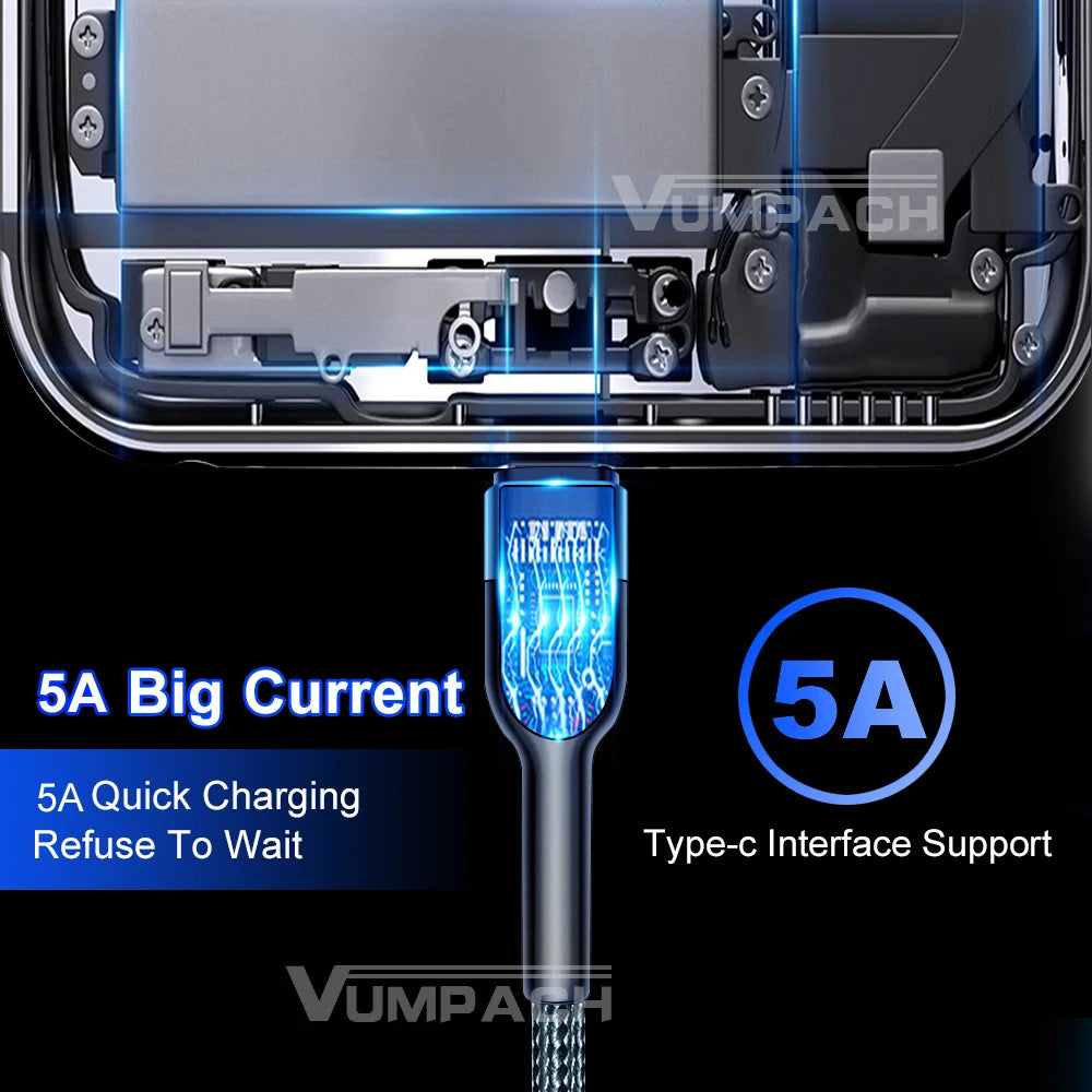 Vumpach usb type c cable Fast Charging Data Cord Charger cable c For iphone 15 Samsung s21 A51 xiaomi mi 10 redmi huawei  Cable