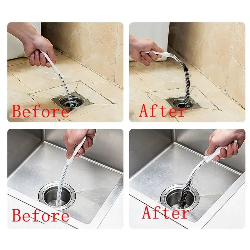 Pipe Dredging Brush Bathroom Hair Sewer Sink Cleaning Brush Drain Cleaner Flexible Cleaner Kitchen Clog Plug Hole Remover Tool