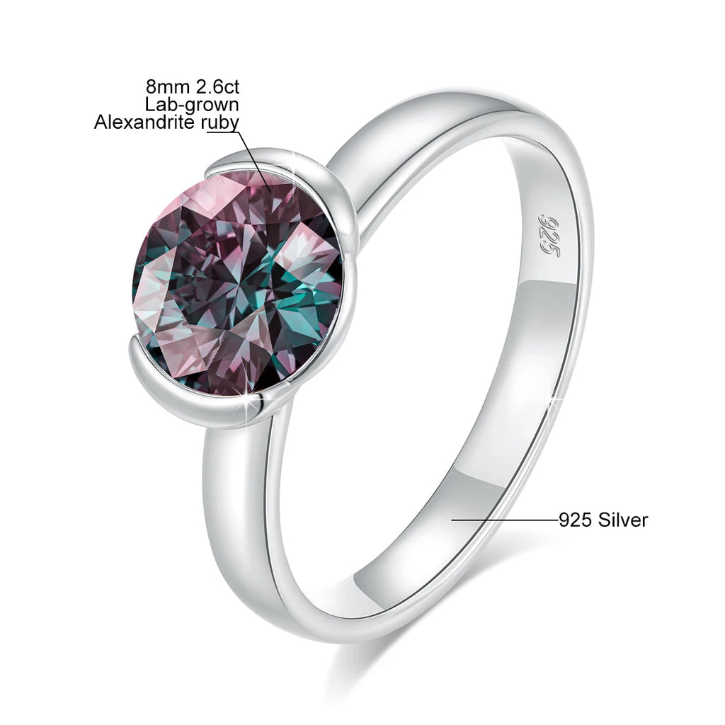 8mm Lab Grown Emerald Ring 925 Sterling Silver Round Cut for Women Men Colorful Rings Engagement Wedding Fine Jewelry