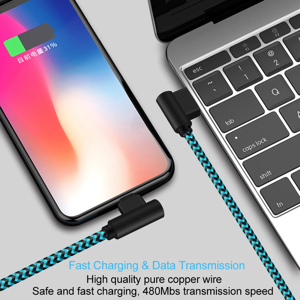 ANSEIP MFi Certified USB A to Lightning Cable for iPhone 13 14 Pro 11 12 mini XS Max XR X 7 8 Plus 90 Degree USB Charger Cable