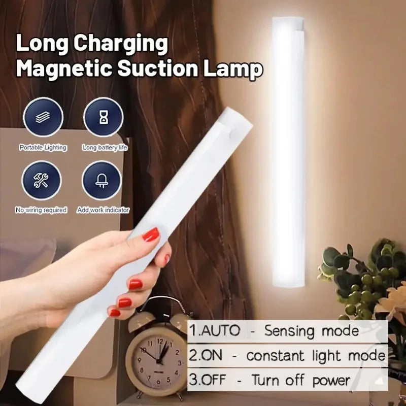 Motion Sensor Wireless LED Night Light TypeC Rechargeable Cabinet Wardrobe Lamp Backlight for Kitchen Staircase Bedroom Lighting