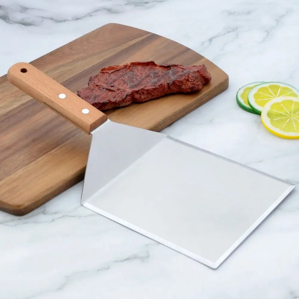 With Blade Grill Spatula Square/rectangle Head Griddle Spatula Pancake Scraper Anti-scald Handle Steak Spatula Burger