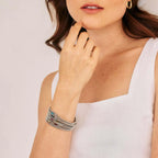 Miranda Unique Birthstone Bracelet 18K Gold Plated Stainless Steel Hypoallergenic Stretch Braceletable Jewelry Gift For Mom