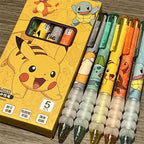 5pcs Pikachu Gel Pen Set Pokemon Ballpoint Pen Cartoon Printing Writing Pen Students Stationery Office Supplies for Kids Gift