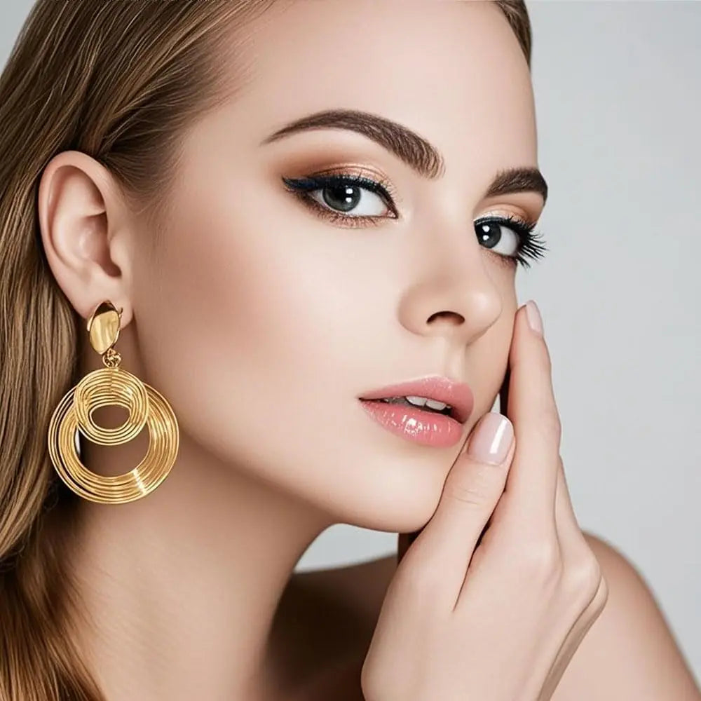 11 Pairs Boho Big Disc Drop Earrings 14K Gold Dangle Earring Round Hammered Statement Earrings For Women Drop Summer Earring