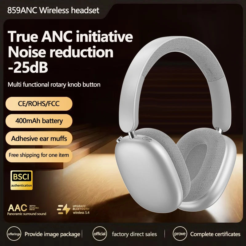 New Bluetooth 5.3 Ultra Long Endurance Head mounted Wireless Bluetooth Earphones ANC Deep Noise Reduction Rotary Button