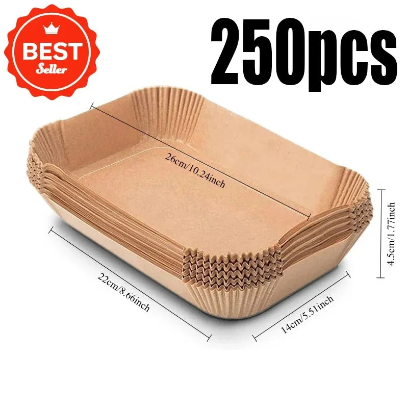 Extra Large Rectangular Paper Air Fryer Liners - Non-Stick, Easy Clean, Space Saving, Oven Safe, Disposable Paper Baskets And Bo