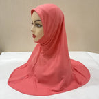 H302 Teenage girls Plain muslim hijab with chin part top quality amira pull on islamic scarf hot sell headscarf ramadan pray hat