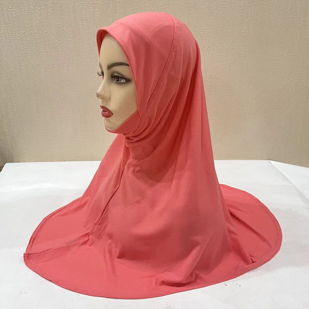 H302 Teenage girls Plain muslim hijab with chin part top quality amira pull on islamic scarf hot sell headscarf ramadan pray hat