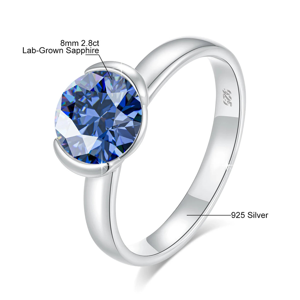 8mm Lab Grown Emerald Ring 925 Sterling Silver Round Cut for Women Men Colorful Rings Engagement Wedding Fine Jewelry