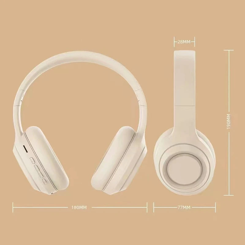Over Ear HIFI Stereo Headsets Wireless Bluetooth5.3 Headphones Sports Gaming Earphones with HD Mic Support AUX noise reduction