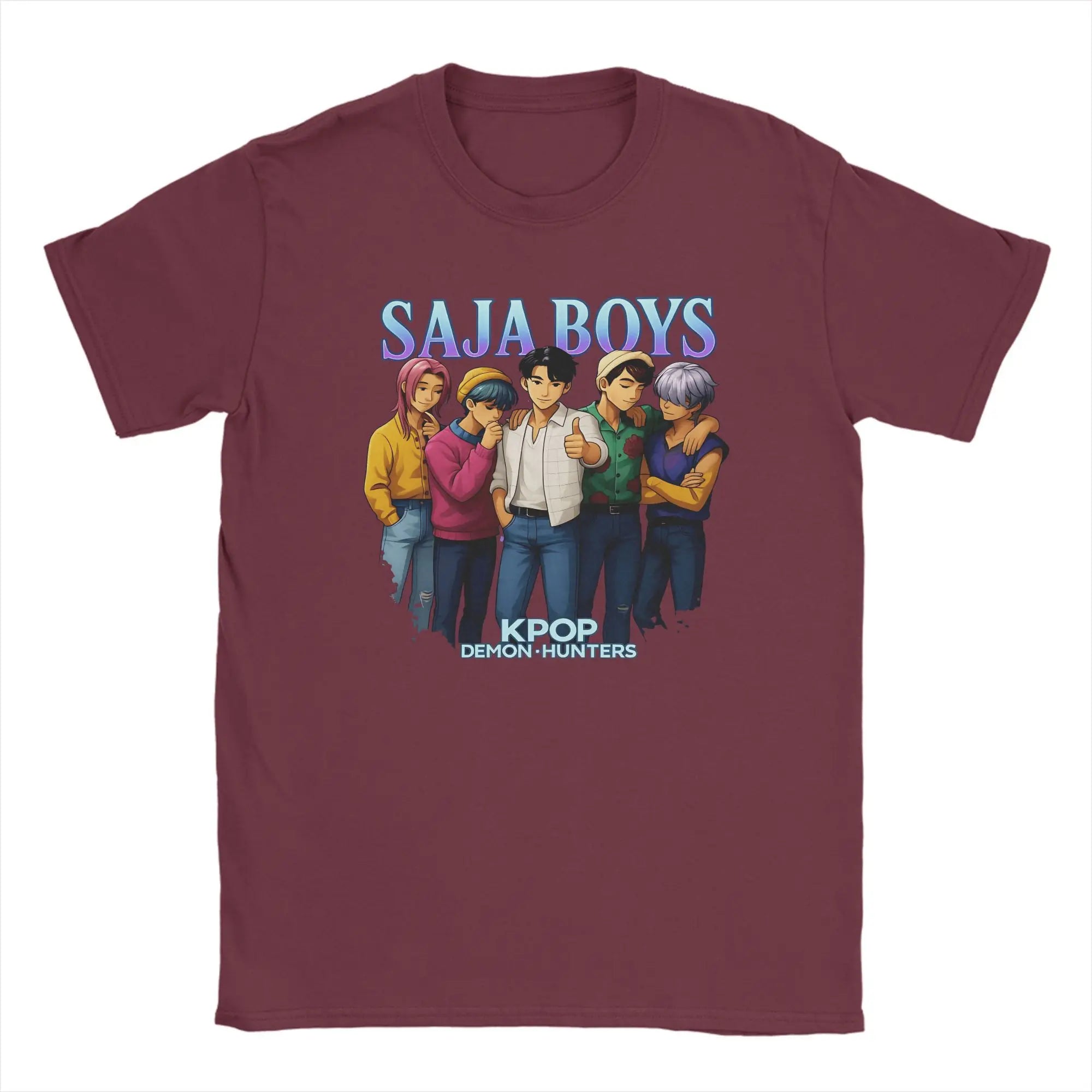 Casual T Shirt Beach Saja Boys Kpop Demon Hunters Anime Style Hippie T Shirts Cotton Tee Shirt for Men Retro Short Sleeve Tees