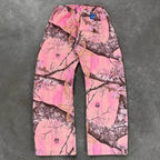Y2K Retro Hoodie Men Pink Branch Print Camouflage Pattern Sweatshirt High Street Hip Hop Streetwear Goth Camo Hoodie Unisex Coat