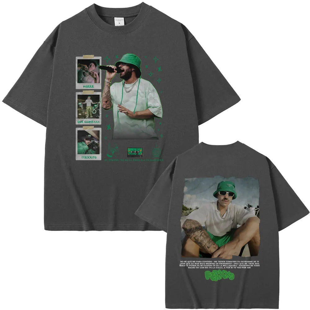 Rapper Feid Ferxxo Ferxxocalipsis World Tour T-shirt Men Women Hip Hop Fashion Pop Music T Shirt Mens Retro Oversized Streetwear