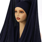 Newest Instant Chiffon Hijab With Magnetic Buckle Solid Color Woman Muslim Hijab Scarf Islamic Turban Fashion Headband Shawl