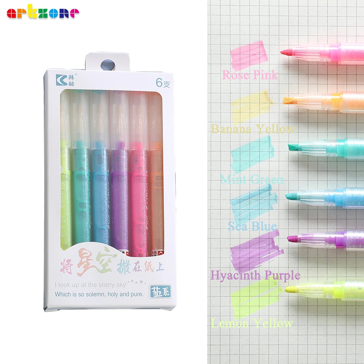 Glitter Highlighters 6/10/16pcs Chisel Tip Assorted Colors Glitter Highlighter Markers Pens for Kids Adults Journaling Coloring