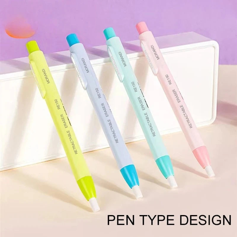 Press Retractable Pencil Eraser Correction Supplies Pen Style Pencil Rubber Writing School Supplies Stationery