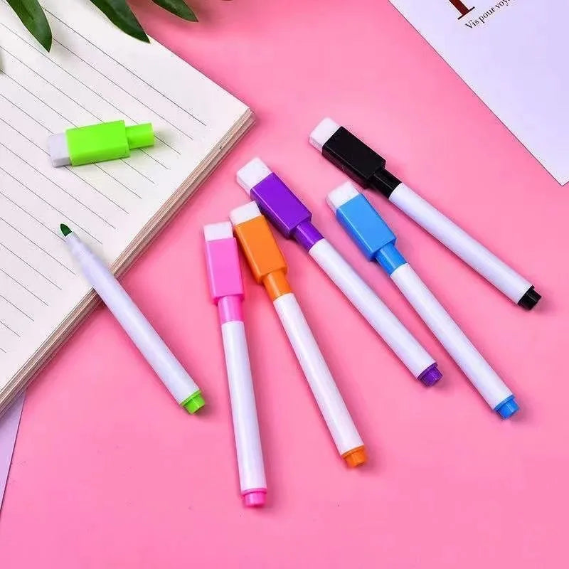 8-Piece Set of Non-Magnetic Whiteboard Dry-Erase Markers with 8 Vibrant Colors, Ideal for Doodling