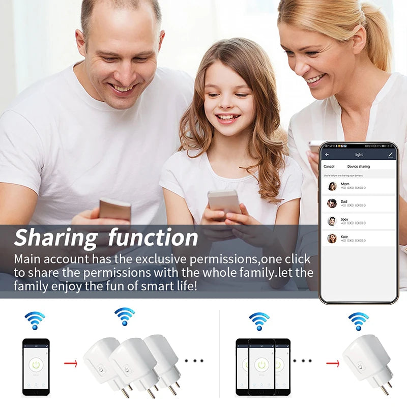 TUYA Smart Plug WiFi Socket EU 20A Power Monitor Timing Function Voice Control Work With Alexa Google Home Smart Life