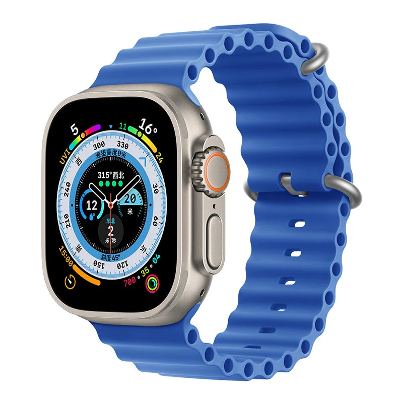 Ocean Strap for Apple Watch Ultra 2 Band 49mm 44mm 40mm 45mm 41mm 42mm 46mm 38mm Silicone Bracelet iWatch Series 10 9 SE 8 7 6 5